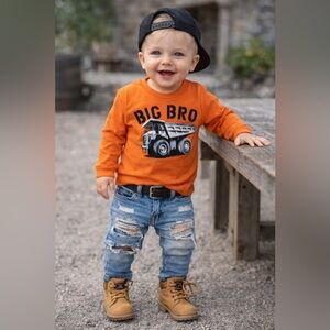 Baby Gap Orange Long Sleeve Shirt Size 12-18mo Toddler Big Bro Dump Truck